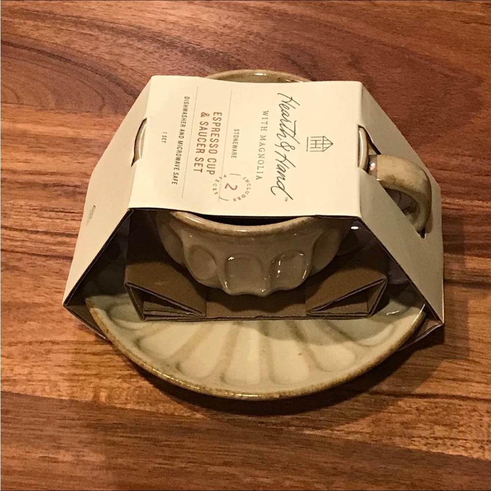 4.5oz Fluted Stoneware Espresso Cup & Saucer Tan - Hearth & Hand™ with Magnolia - Picture 6 of 8